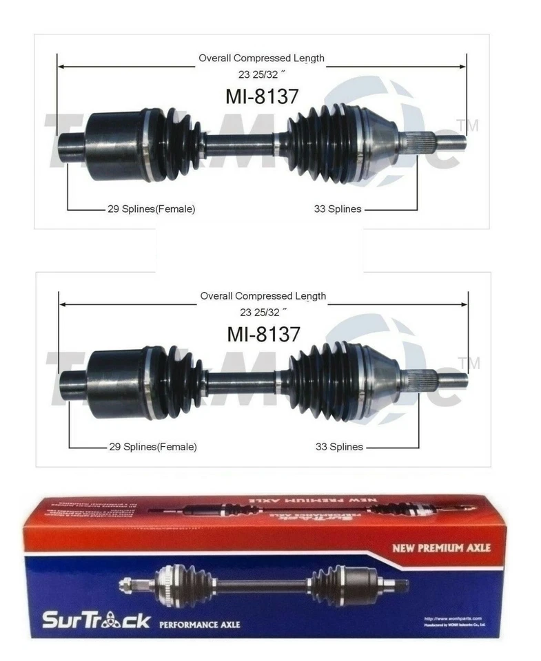 Juego SurTrack par de ejes delanteros CV para Dodge Ram 1500 4x4 2002-2005 Foto 1 de 1