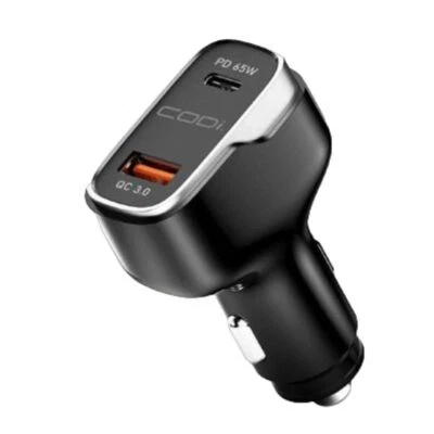 Cargador Coche CODi 65W Doble Puerto con USB-C y USB-A Carga Rápida 3.0 Salidas Foto 1 de 4