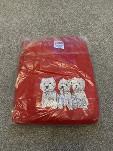 Vintage 90s Embroidered Dog Sweatshirt Highland Terrier Westie Red Size Large - Picture 1 of 6