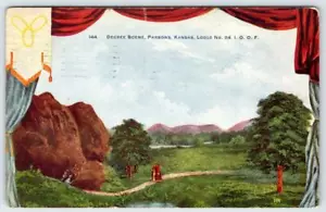 1911 POSTAL ANTIGUA IOOF GRADEE SCENE PARSONS KANSAS LODGE 94 TO ENID OKLAHOMA - Imagen 1 de 2