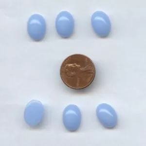 36 VINTAGE BLUE CHALCEDONY ACRYLIC 14x10mm. OVAL SMOOTH DOME CABOCHONS B120 - Picture 1 of 1