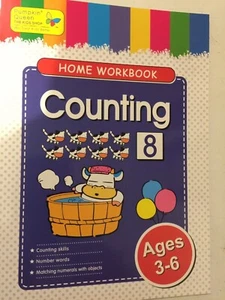 APRENDIZAJE PARA NIÑOS - LIBRO DE TRABAJO EN CASA CONTANDO EDADES 3-6 FOLLETO DE 40 PÁGINAS - Imagen 1 de 3