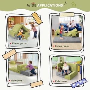 Kids Couch Sofa 9 Pcs Fold Couch Play Set Modular Foam Play Couch Washable Cover - Picture 1 of 8