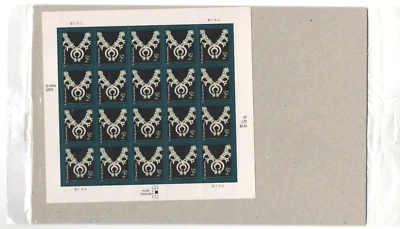2004 USPS NAVAJO JEWELRY 2 cent 20 Stamp Sheet New/Sealed - Image 1 of 2
