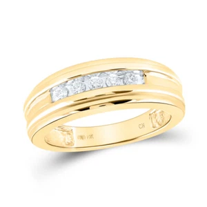 14kt Yellow Gold Mens Round Diamond Wedding Channel Set Band Ring 1/4 Cttw - Picture 1 of 1