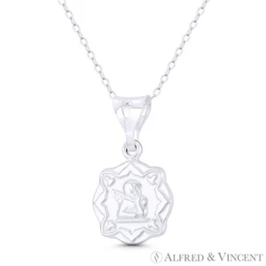 Colgante bautismal con dije de ángel de la guarda querubín alado de 15 mm en plata de ley 925 - Imagen 1 de 1