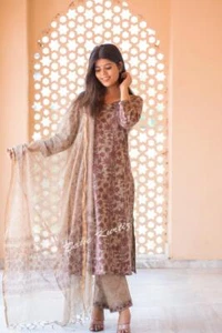 Plus size printed cotton kurti with pant and dupatta set, salwar kameez, dresses - Picture 1 of 5
