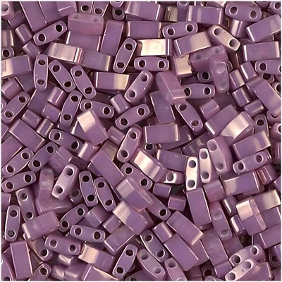 Miyuki Half Tila Beads 2-Hole Rectangle 5x2.3mm 7.8GM Opaque Dark Orchid Luster - Image 1 of 3