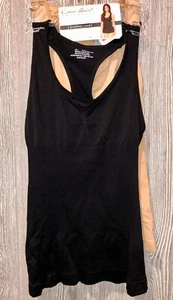 CARRIE AMBER Racer Back Shapewear Tank Top 2 Pack Black Nude NEW Womens Sz M - Picture 1 of 7