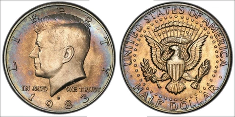 1983-D KENNEDY HALF DOLLAR BEAUTIFUL LUSTER LIGHT TONED COLORING BU UNC GEM (MR) Cover