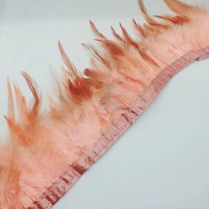 1 Meter Hahn Feder Boa Borte Fransenborte Nähen 10-15cm rosa braun - Bild 1 von 1