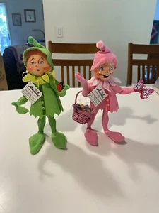 Annalee 2010 Green & Pink Spring Elves Ladybug Butterfly Spring Easter Doll NWT - Picture 1 of 12