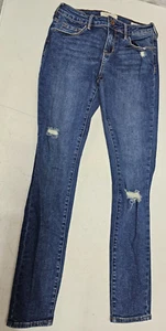 Pacsun Lowest Rise Skinniest Distressed Denim Blue Jeans Womens Size 25x28 Flex - Picture 1 of 7