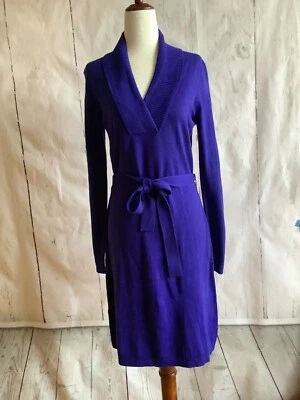 MARC NEW YORK Manga Larga Tejido Suéter Vestido Cinturón Mujer Púrpura Mediano Foto 1 de 4