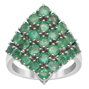 925 Sterling Silver 2.50 Ctw Emerald Cocktail Ring Valentine Gift For Her - Picture 1 of 5