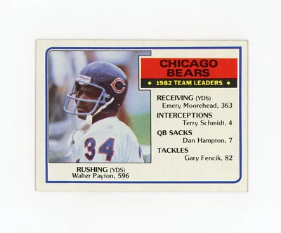 WALTER PAYTON 1983 Topps Team Leaders #28 Chicago Bears HOF 2 - Image 1 of 2