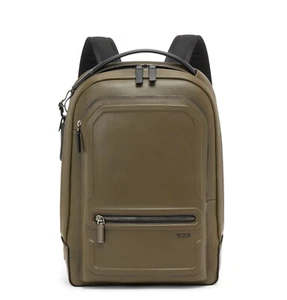 NEW Tumi Harrison BRADNER 16.5” - 100% Leather Laptop Backpack - OLIVE GREEN - Picture 1 of 5