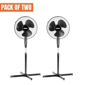 Confezione da 2 piani ventilatore a piedistallo oscillante elettrico 3 velocità 16 pollici nero - Foto 1 di 8