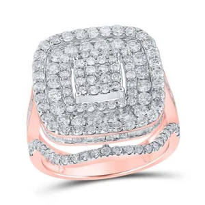10K Rose Gold Baguette Diamond Split Shank Big Halo Square Cocktail Ring 2.75 CT - Picture 1 of 1
