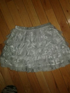 GIRLS GRAY 6 ROWS RUFFLES SKIRT LINED ELASTIC WAISTBAND-SIZE 5 - Picture 1 of 3