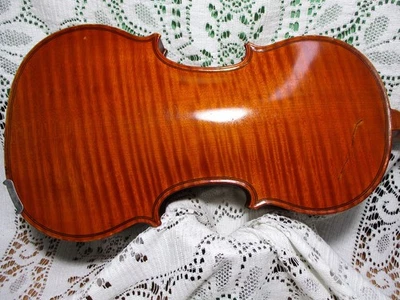 令人惊叹的旧法语标签 N. Audinot 小提琴 1 件老虎火背 4/4 *视频* — 第 1/4 张图片