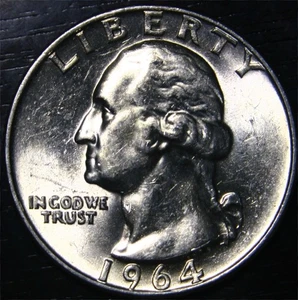 1964 D Silber Washington Quarter 25c US Münze Denver Mint Stempelglanz - Bild 1 von 2