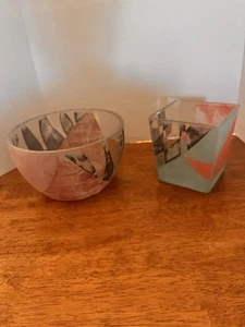 REBECCA ODOM /SANDBLASTED /ART GLASS / TWO Pieces/signed - Picture 1 of 21