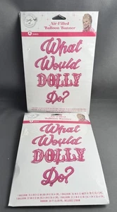 Dolly Parton Party Supply: Two What Would Dolly Do? Pink Air Fill Balloon Banner - Picture 1 of 9