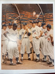 Foto anni 50 Brooklyn Dodgers 8x10 a colori Jackie Robinson Duke Snider Gil Hodges - Foto 1 di 8