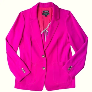 J Crew Italian Fabric By Mario Bellucci Womens Fuchsia 2 Button Blazer Size 12 - Picture 1 of 16