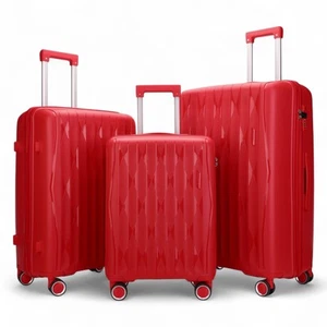 Hard Shell Red Strong Suitcase Set 8 Wheel Cabin TSA Luggage Case Holiday Travel - Picture 1 of 29