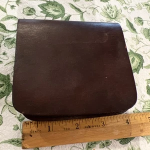 Vintage Braun Leder Geldbörse Etui Halter Druckknopf Gürtel Zugang - Bild 1 von 11