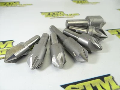 7 ASSORTED HSS 3 4 & 6 FLUTE COUNTERSINKS 3/4" X 82° TO 1-1/4" X 45° SEVERANCE - Image 1 of 4