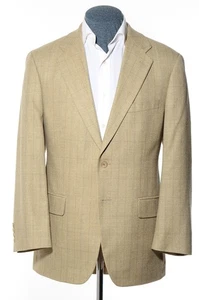 40R Vintage Chaps Ralph Lauren Beige Gray Herringbone Silk/Linen/Wool Sport Coat - Picture 1 of 9