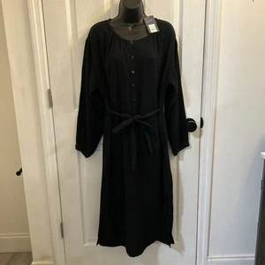 NWT Universal Threads Belted Long Sleeve Maxi Dress Black Size Medium - Picture 1 of 21