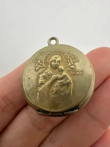 Antique brass religious locket Pendant - Picture 1 of 5
