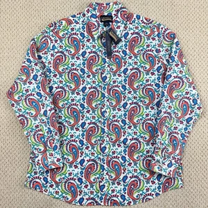 NEW Cremieux Shirt Men XL Multi Color Paisley Stretch Button Front Long Sleeve - Picture 1 of 10