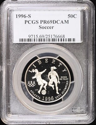 1996-S Proof Soccer Commemorative Half Dollar 50c PCGS PR 69 DCAM PF Commem - Image 1 of 4