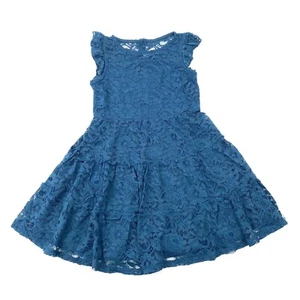 Zenzi Girls Size 7/8 Tiered Lace Dress Botanical Blue - Picture 1 of 10