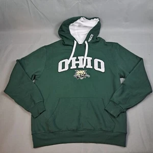 Ohio University Bobcats Hoodie Mens Large Green Fleece Pullover Stitched Logo - Picture 1 of 12