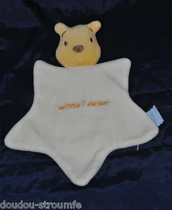 🍀Doudou Plat Winnie L'ourson DISNEY BABY Etoile Blanc Ours TTBE - Picture 1 of 1