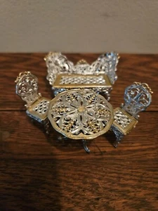 LOT OF 4 VINTAGE ANTIQUE WEST GERMAN MINIATURE SOFT METAL DOLLHOUSE FURNITURE - Picture 1 of 11