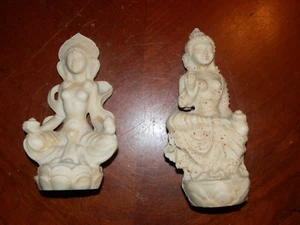 Vintage Stone Carved Figurines Hindu India Goddess 6 x 3 in, Need Cleaning - Picture 1 of 4