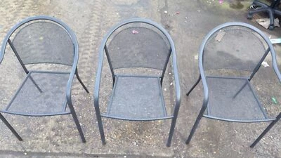 3x Grey Garden Dining Chairs Only Stackable No Table Albi - Ex Display *Marks - Image 1 of 4