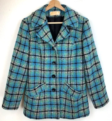 Vintage Pendleton Wool Button Jacket Women’s Size 12 Blue Plaid 100% Virgin Wool - Image 1 of 4