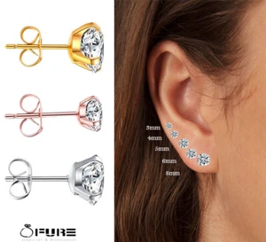 Stud Earrings Sparkling Diamond Hypoallergenic Multi-Piercing Stainless Steel - Picture 1 of 10