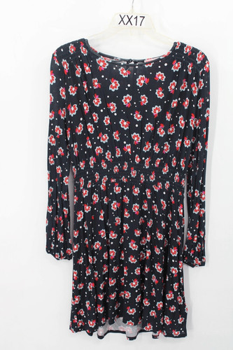 Abito Kate Spade vita floreale blu navy vita aderente taglia small misto viscosa