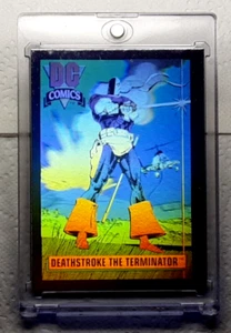 1992 DC Hologram Card DEATHSTROKE THE TERMINATOR. FREE ONE-TOUCH-HOLDER - Picture 1 of 2
