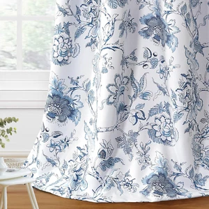Blackout Curtains 84 Inch Length 2 Panels Set Floral Print Curtain Drapes for Li - Picture 1 of 12