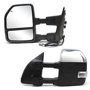 Upgrade Towing Mirrors For 1999-07 Ford F250-F550 SD Power Heated Signal Chrome - Imagen 1 de 12